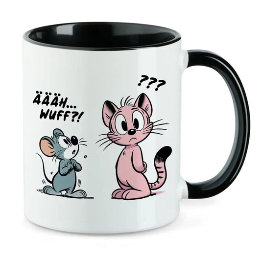 Aeh Wuff - Lustige Katze Maus Witz Tasse