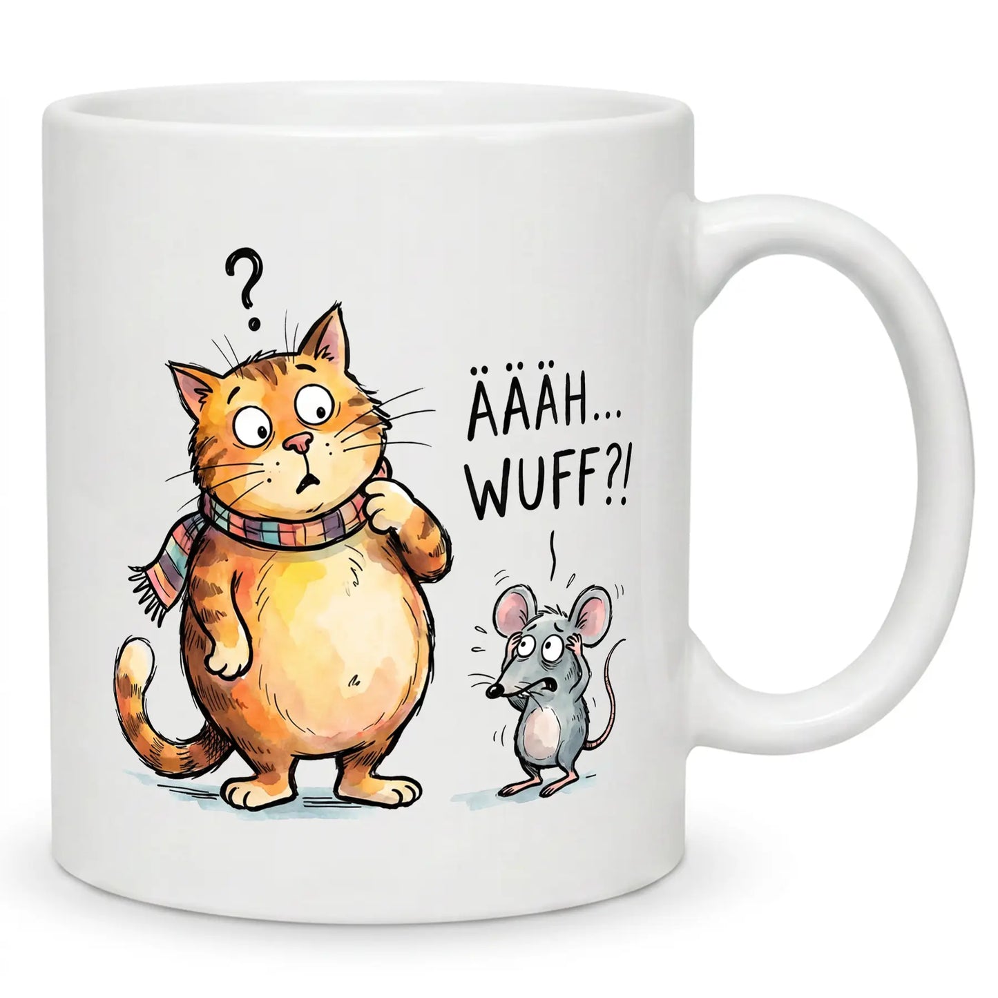 Aeh Wuff - Lustige Katze Maus Witz Tasse