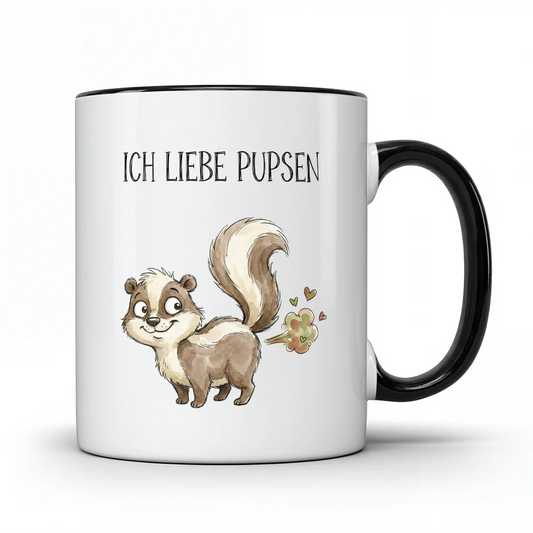 „Ich liebe pupsen“ – Stinktier Tasse