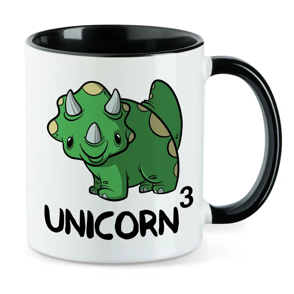 Unicorn hoch 3 - lustige Dino Tasse