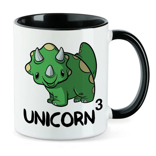 Unicorn hoch 3 - lustige Dino Tasse